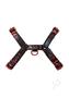 Rouge Leather Over The Head Harness Black With Red Accessories - Large